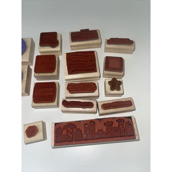 Lot Of 21 Wood Mounted Rubber Stamps Stampin Up Floral Happy Birthday Baby Love - Picture 8 of 9